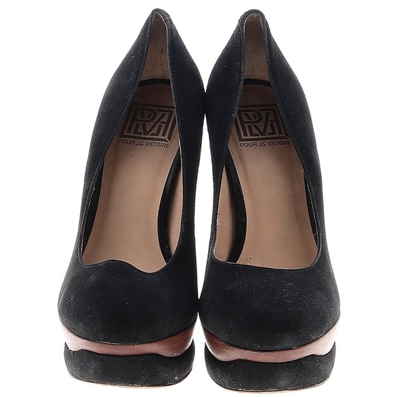 Pour La Victoire Alvery Black Suede Platform Pumps size 8.5 - Picture 2 of 12
